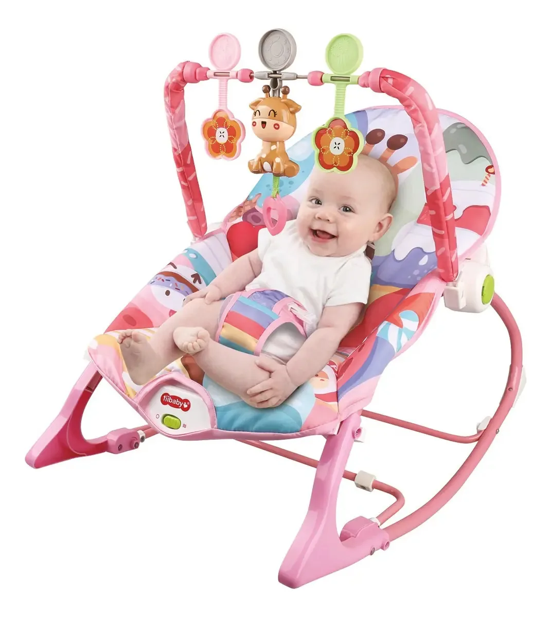 Cadeira De Descanso Musical Balanço Rocker Bambinelli 18kgs Cor Rosa Rosa