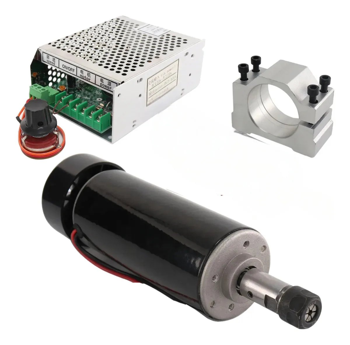 Kit Motor Spindler Cnc C/suporte + Fonte 12v A 100v Dc 500w