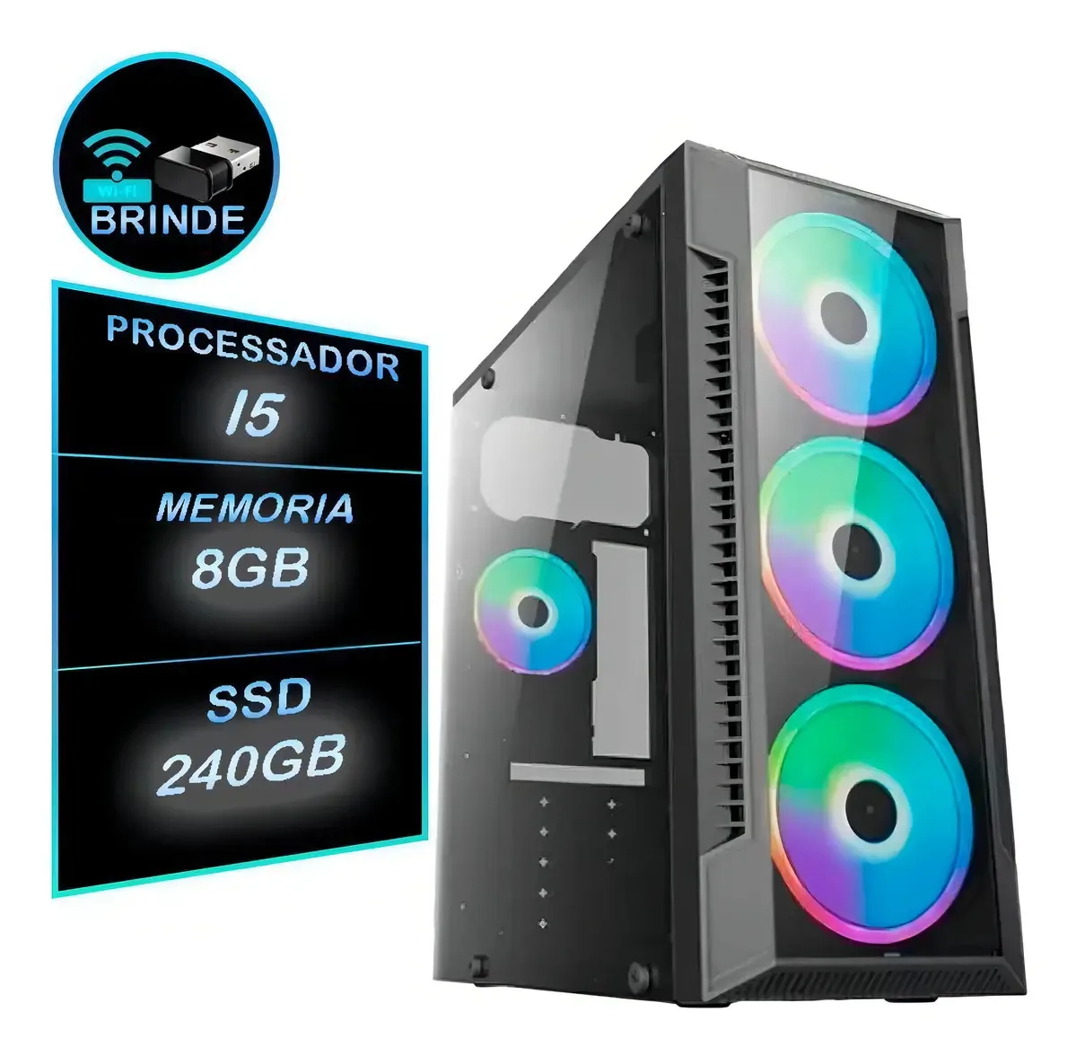 Computador De Mesa Alletechshop Pc Gamer I5 Ddr3 8gb Ssd 240gb Com Processador Intel