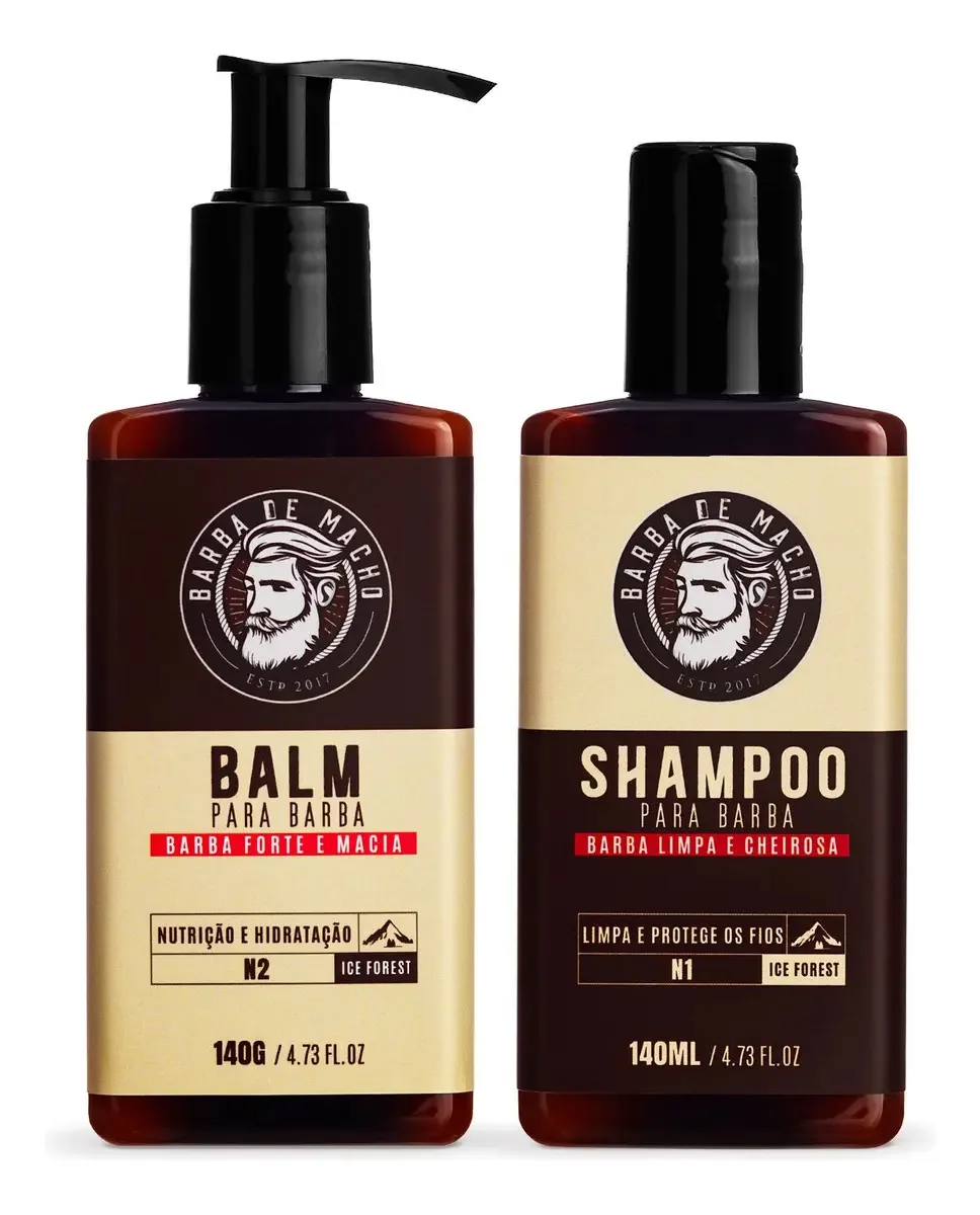 Kit Com Shampoo 140ml e Balm 140g Ice Forest Barba De Macho
