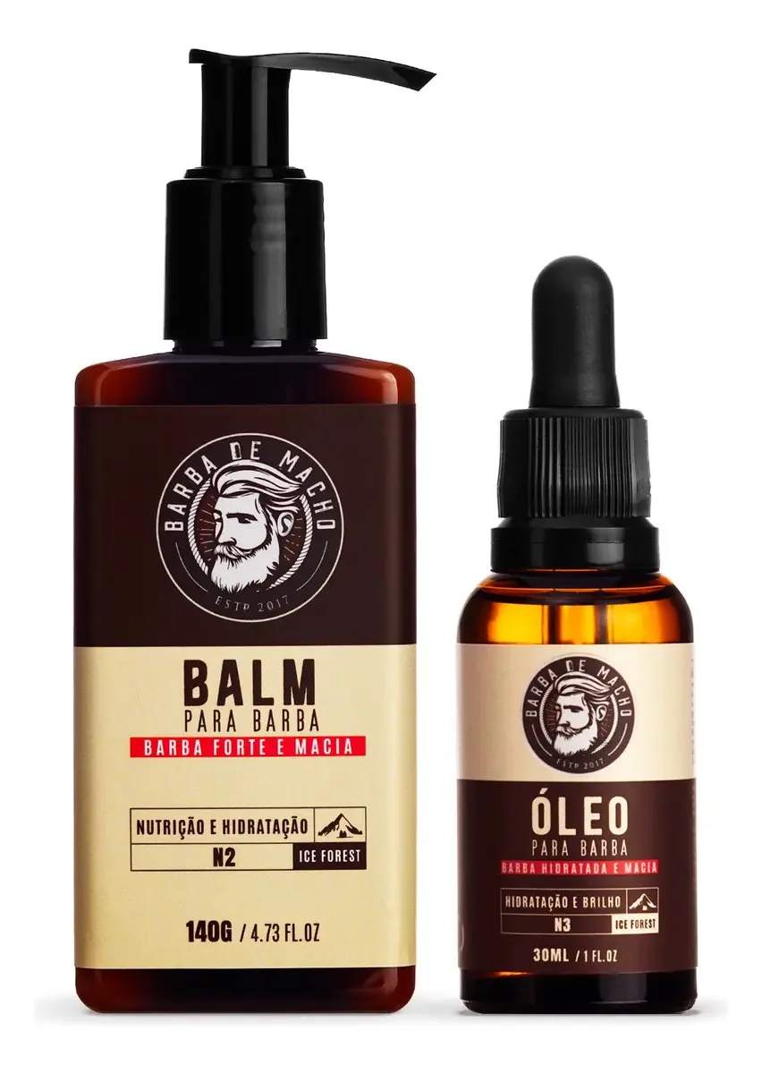 Kit Barba Lenhador Bigode Balm + Oleo Para Barba