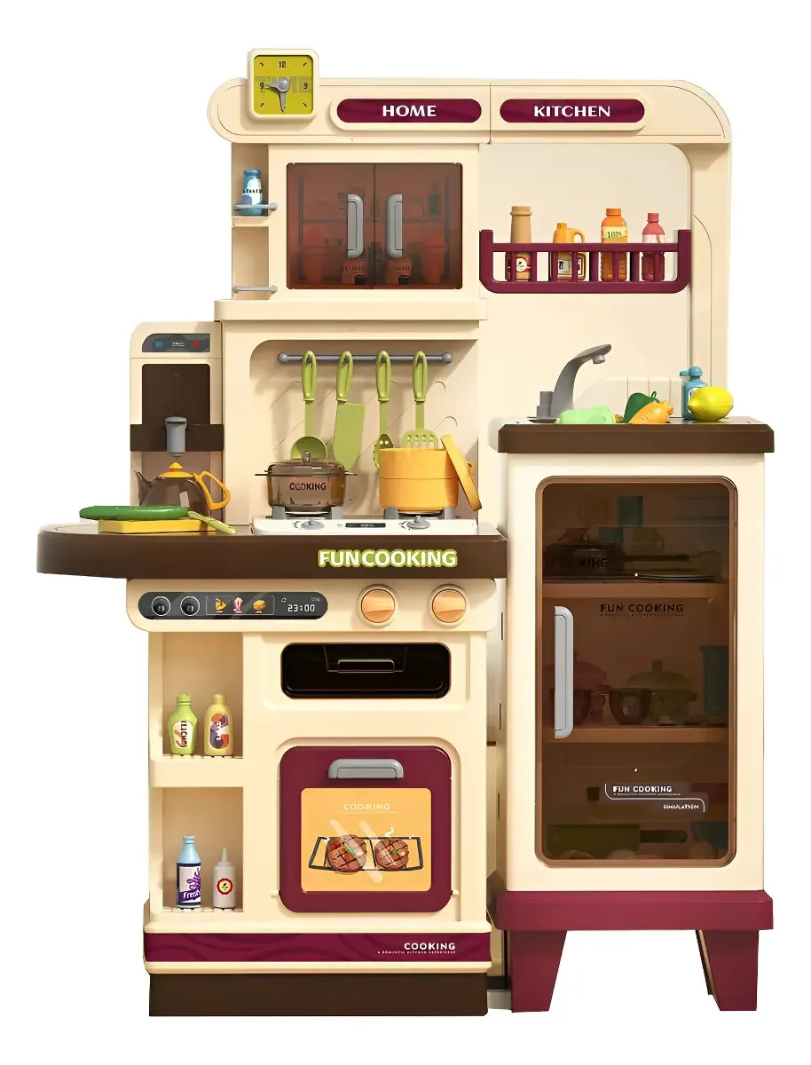 Cozinha Infantil Niro Brinquedos Completa Creme Vapor Som Luz 103cm