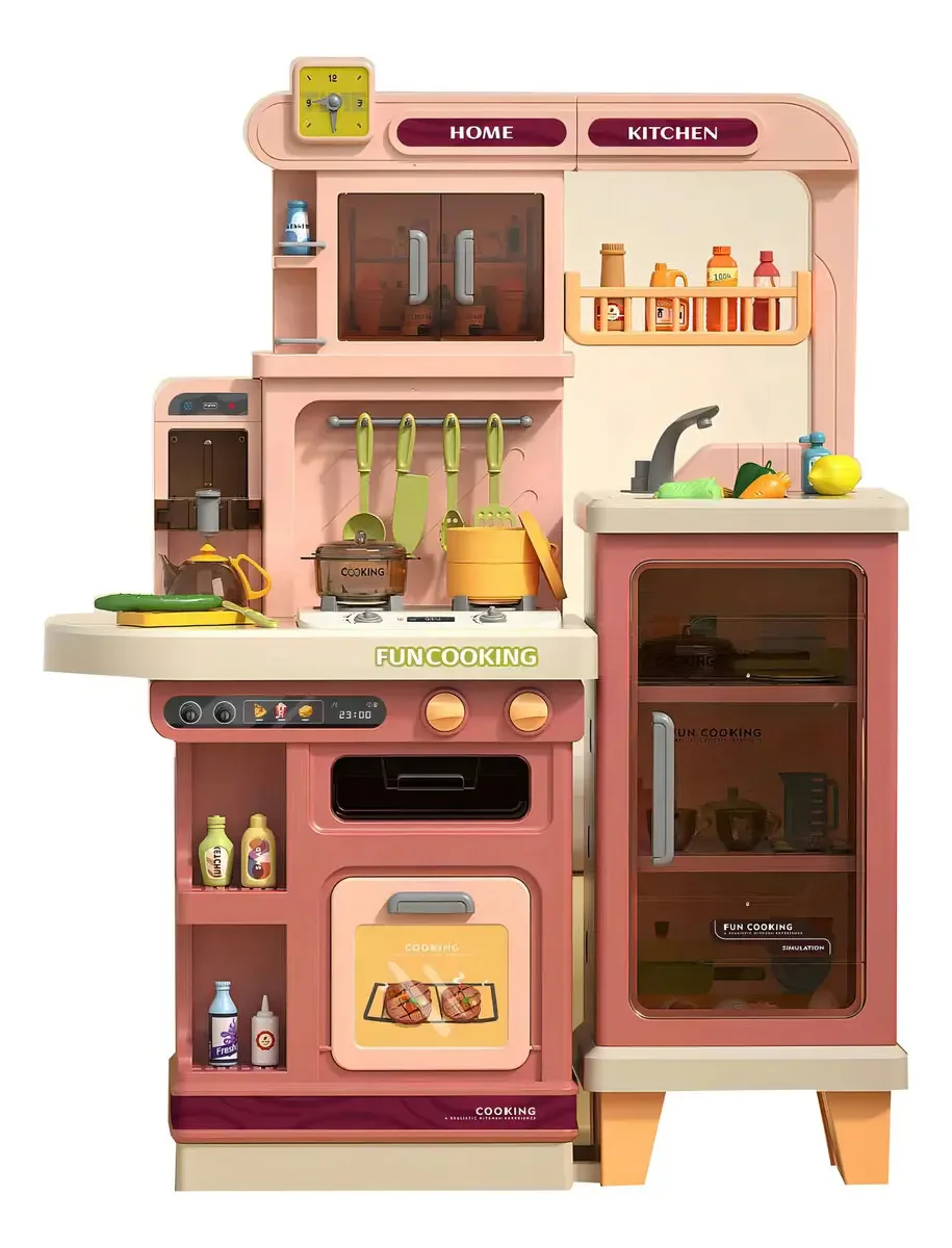 Cozinha Infantil Niro Brinquedos 103cm Rose Completa Som Luz Vapor