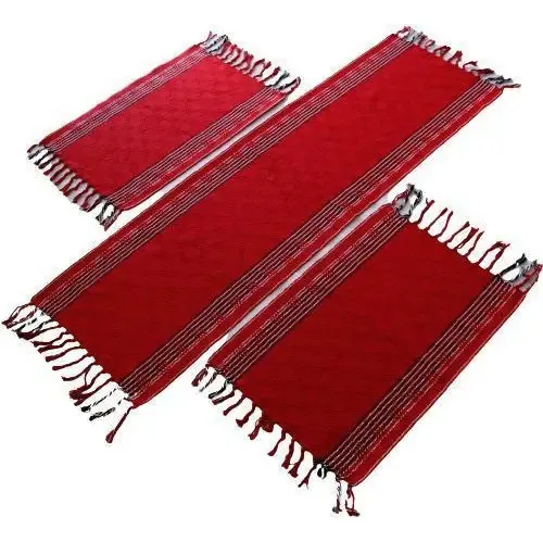 Kit Passadeira/tapetes 03 Peças Vermelho Listra Mil Enxovais