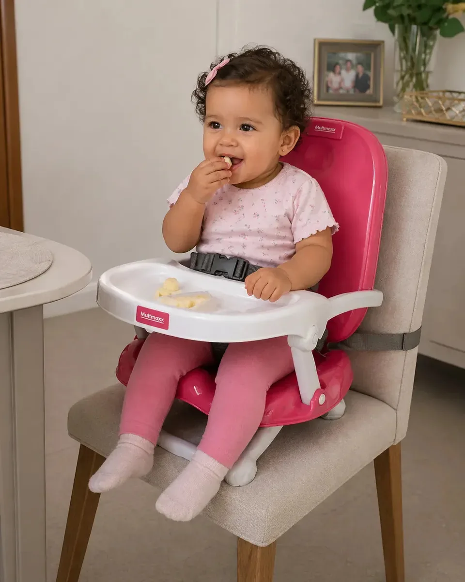 Cadeira De Alimentação Refeição Assento Infantil Portáti Compacta Multmaxx Rosa
