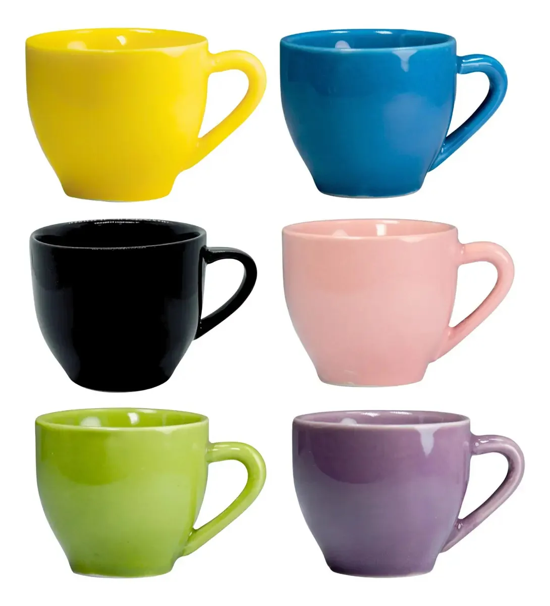 Jogo 6 Xicaras Cafe Chá Porcelana Café Chá 76ml Colorido Cor Coloridos Paris
