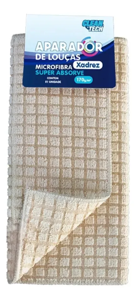 Pano De Louça Microfibra Xadrez Sortido Clean Tech Alta Absorção