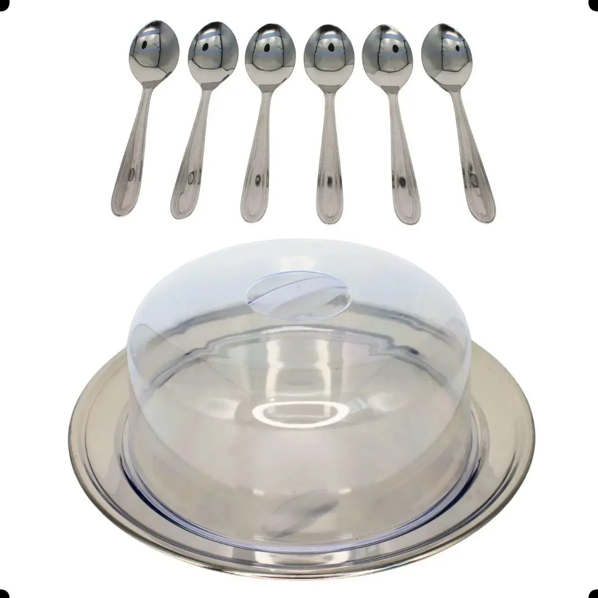 Kit Porta Bolos E Colheres De Sobremesa