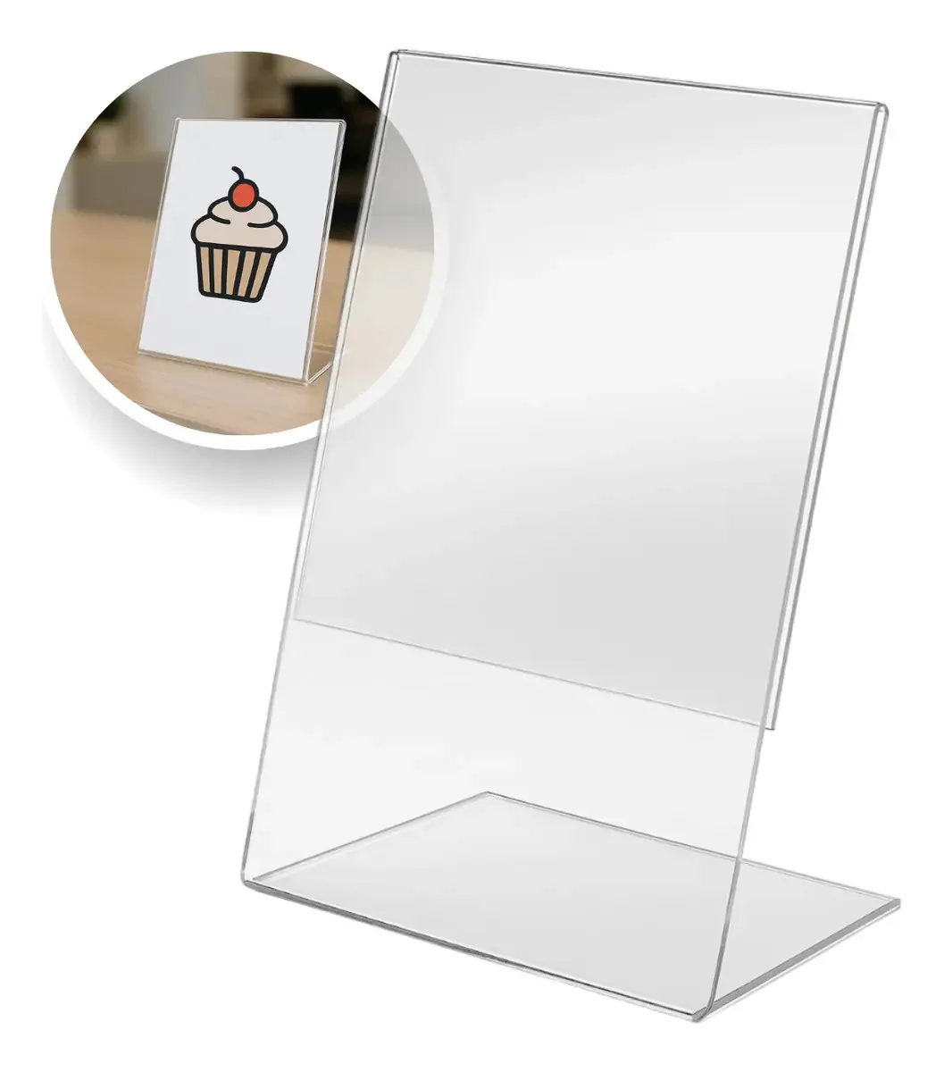 Display Mesa Acrílico Cristal A5 L Vertical Cardapio Pix