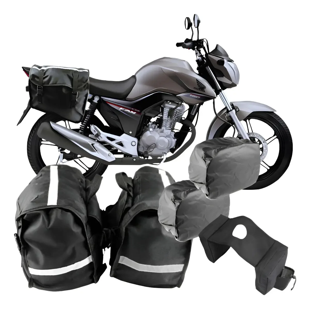 Alforge Baslu 60L Com Capa Chuva P/ Motos Universais + Tanque 10L