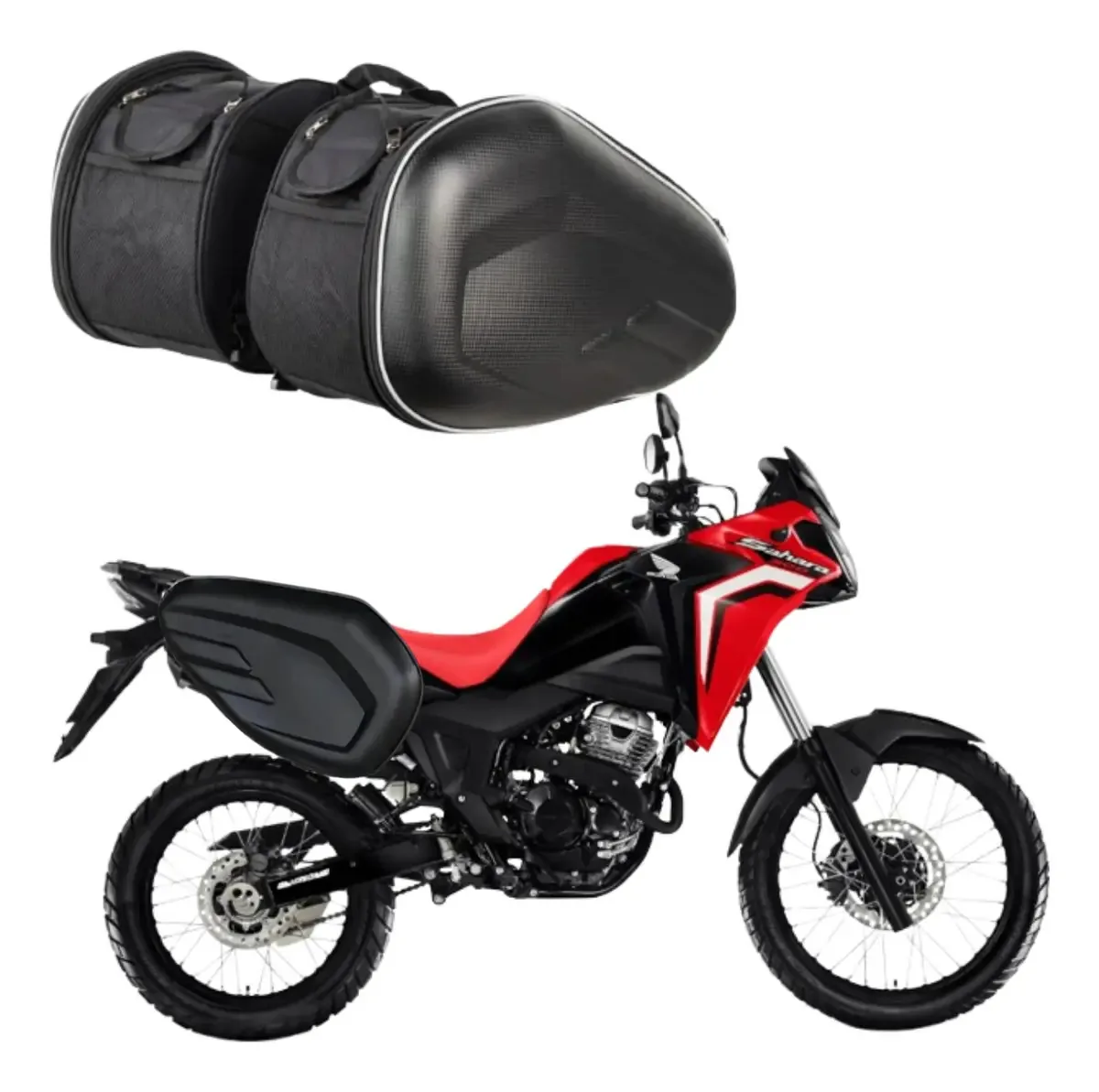 Alforges Bolsa 58l Bau Lateral Moto Bauleto Honda Sahara 300 Preto