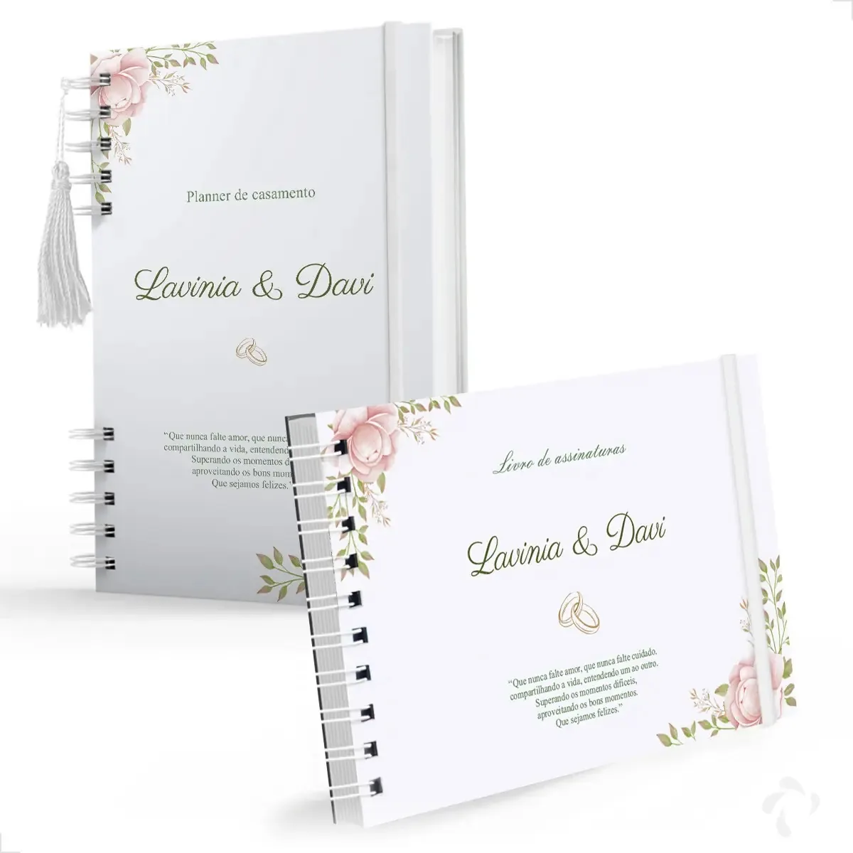 Kit Planner Noiva E Livro Assinatura Personalizado Flor Rosa