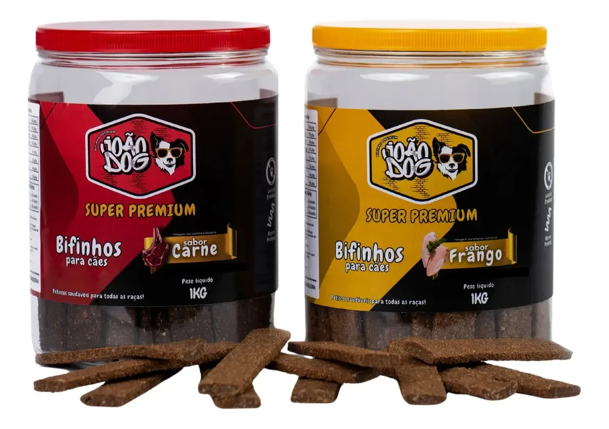 Kit 2 Potes Petiscos Bifinho Para Cachorro Delicioso