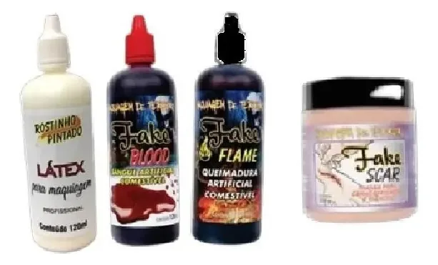 Kit Maquiagem Pro Fake Scar Halloween Machucado Sangue Falso