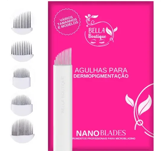 50 Laminas Microblading Tebori Agulha Bella Boutique 14U Flex 0,18mm