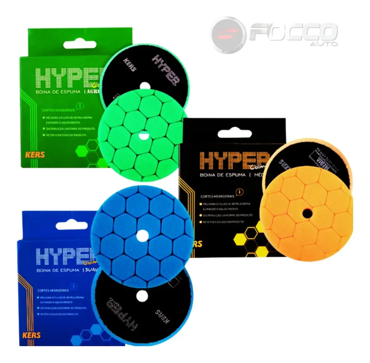 Kit Boinas Espuma Hyper Colmeia 6 Kers Verde, Laranja, Azul