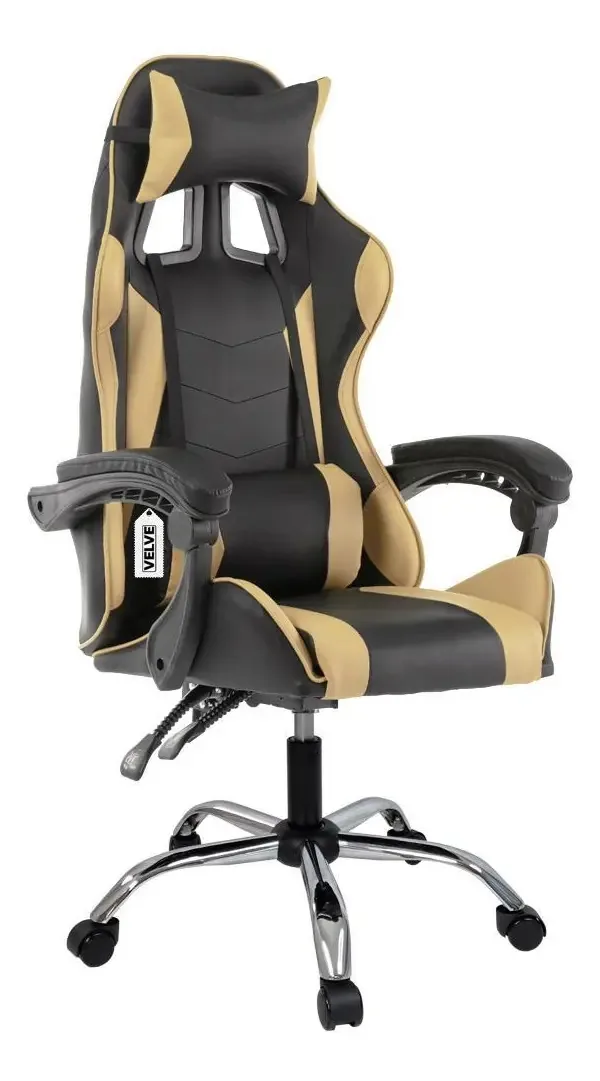 Cadeira Gamer Giratória Com Rodinhas Cg1.10 Dourado