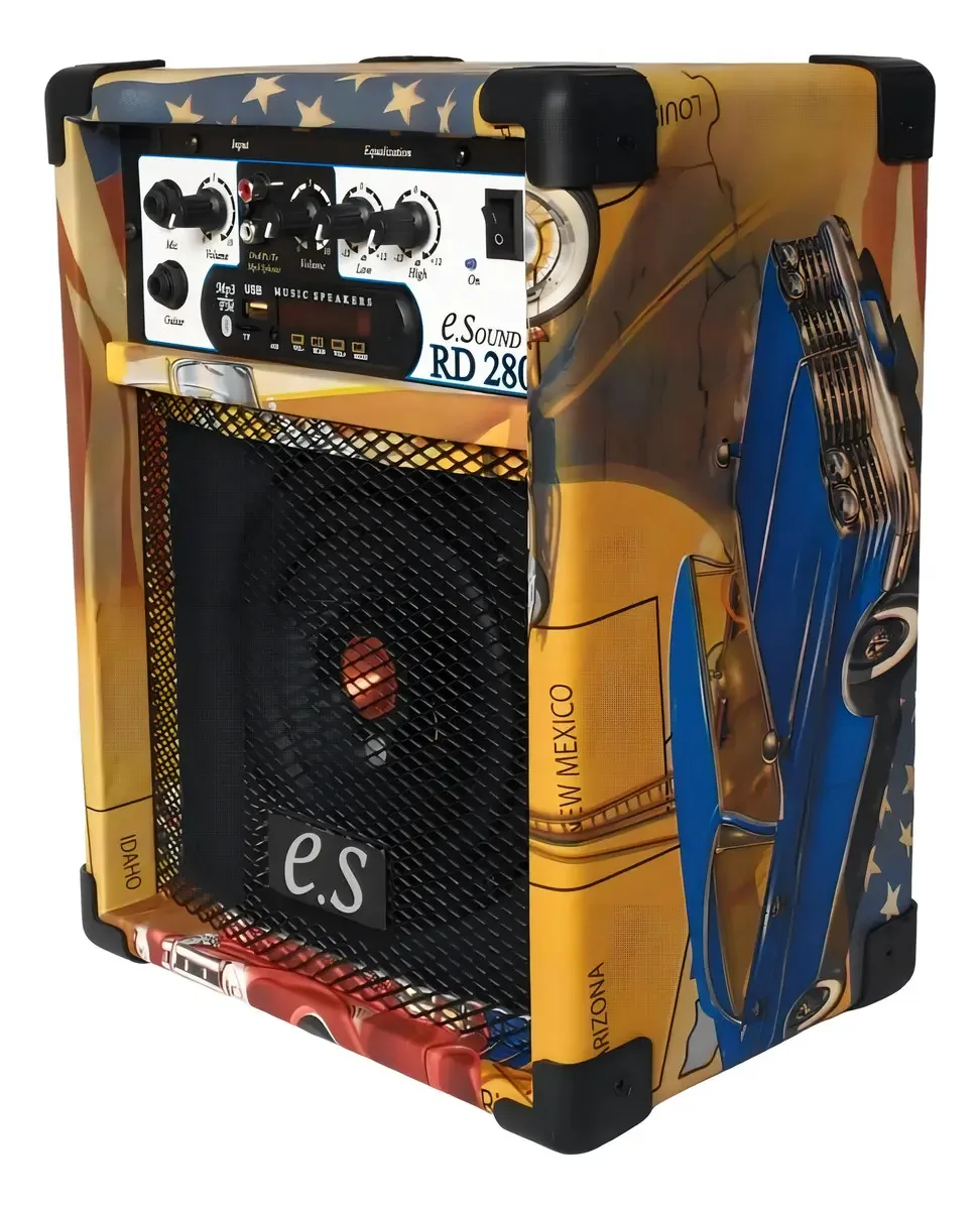 Caixa de Som E-Sound RD 280 Bluetooth 40W RMS 6" Portátil com Entradas USB e Mic