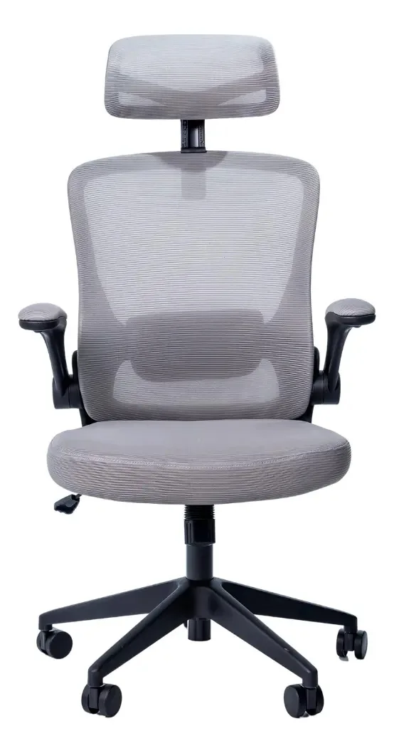 Cadeira de escritório OWL Escritorio Gênesis ergonômica cinza com estofado de algodão