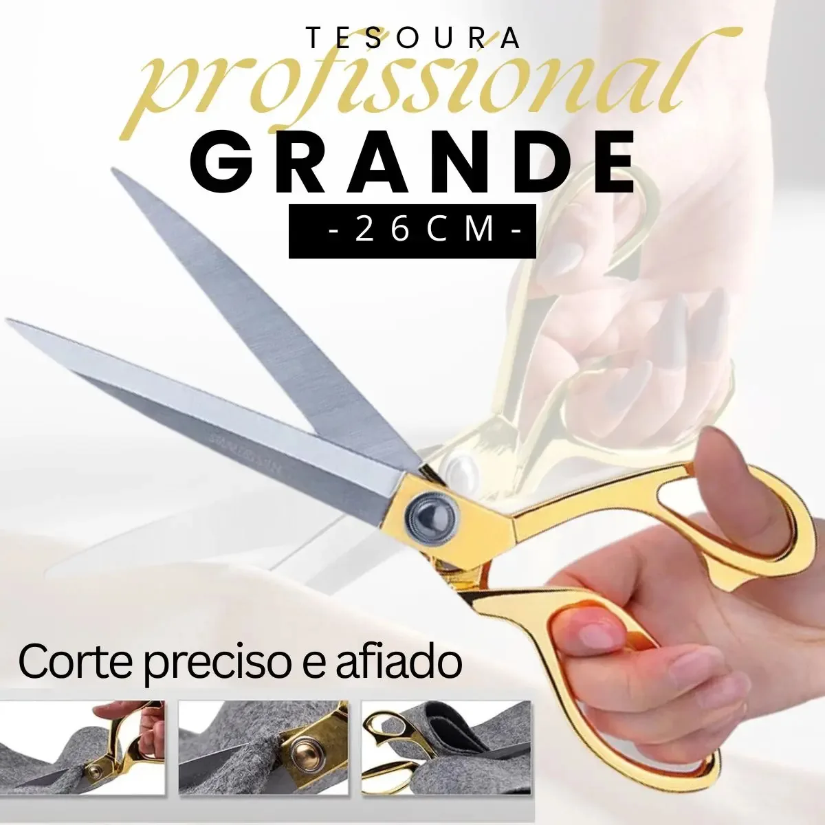 Tesoura Leksor Profissional Aço Inox Costura 26cm Cabo Ergonômico