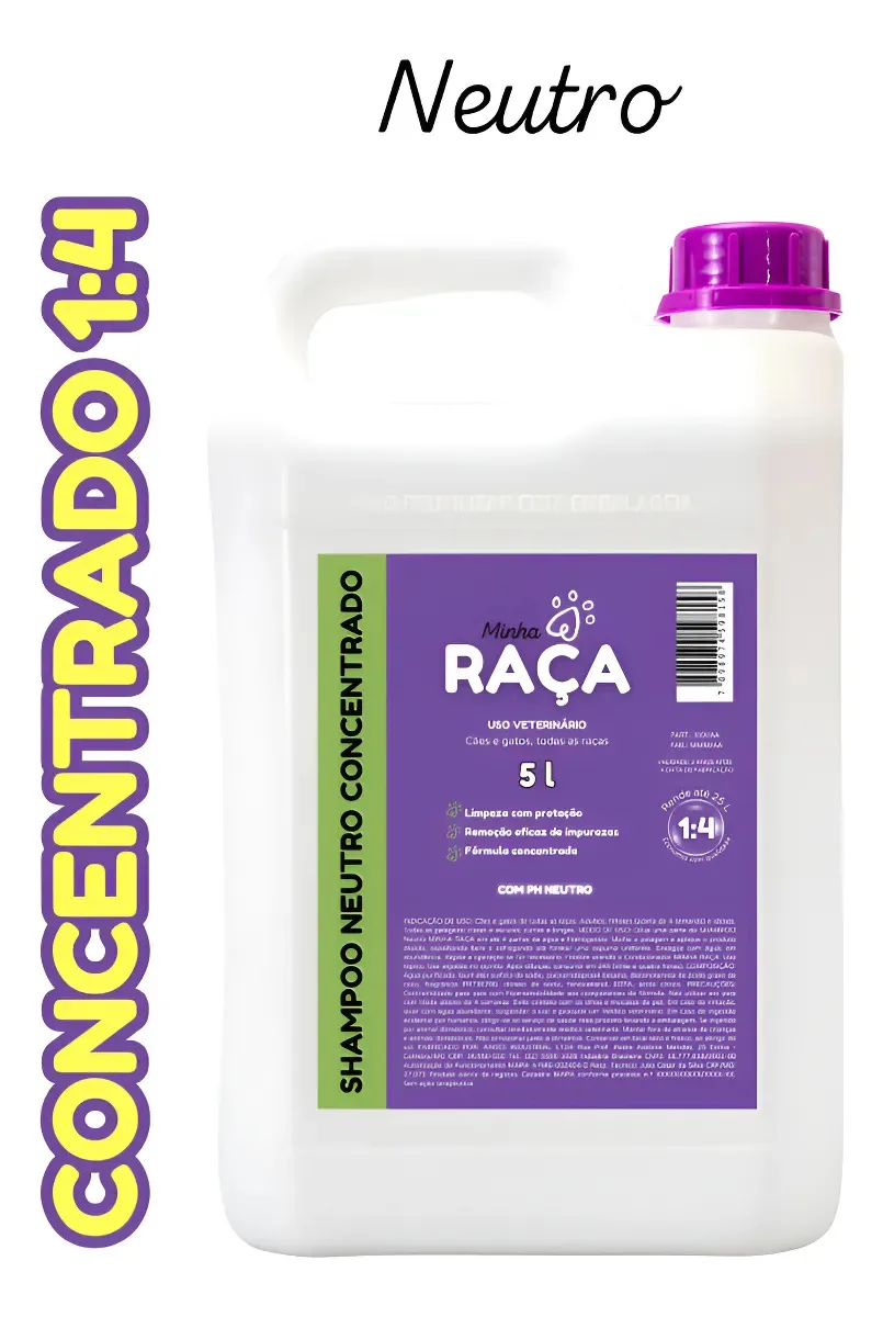 Shampoo Neutro Pet Profissional 1:4 Minha Raça 5l Galão Exclusiva 1