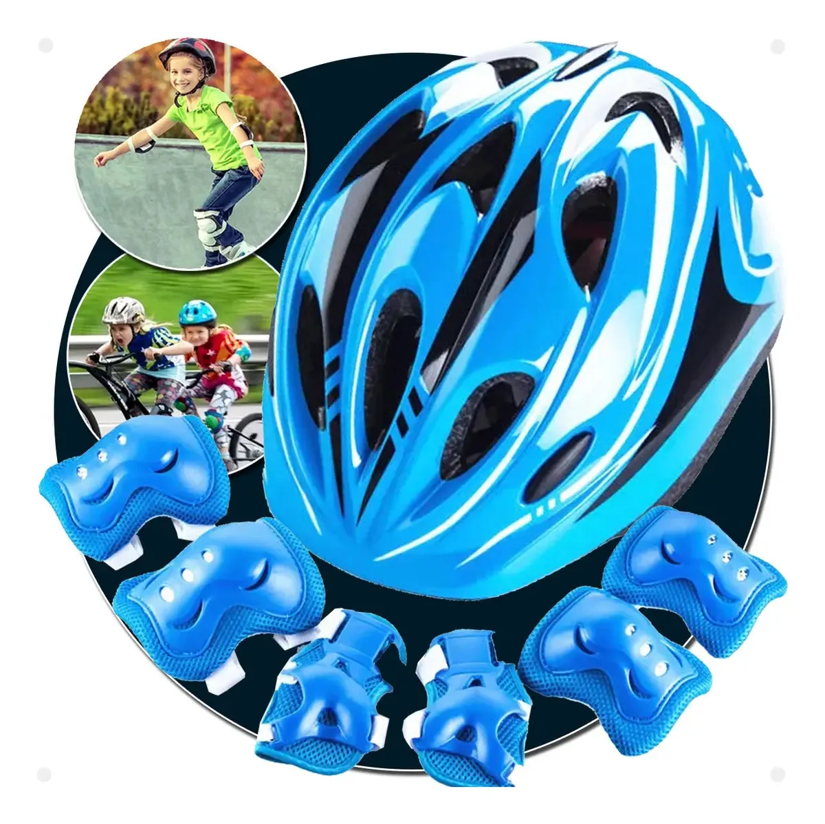 Kit Protecao Infantil Monster Capacete Cotoveleira Joelheira