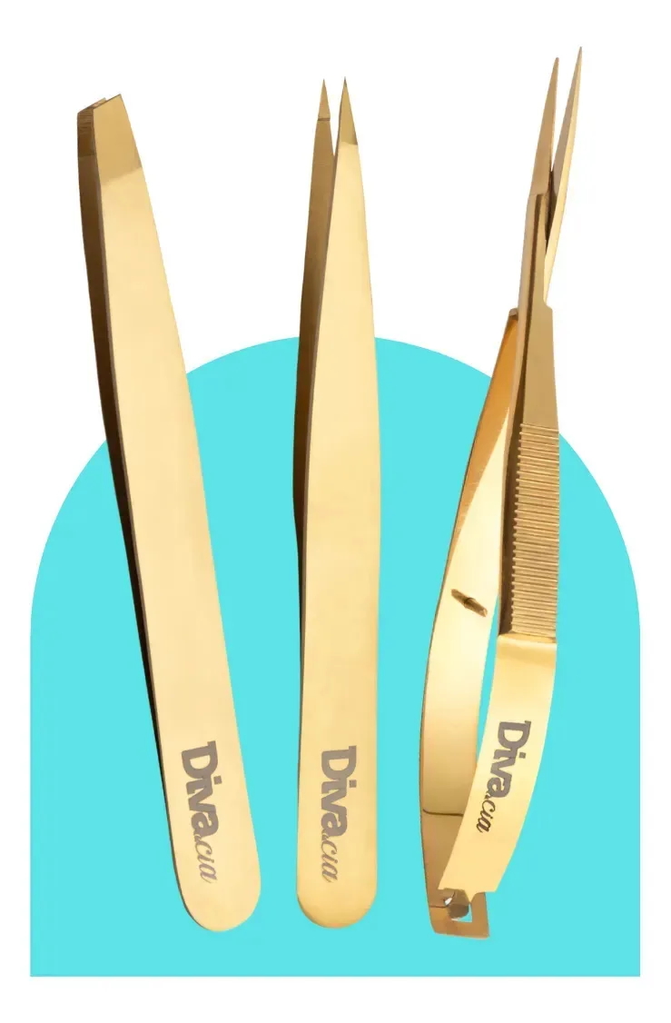 Kit Profissional Pinças Design De Sobrancelhas Alta Precisão
