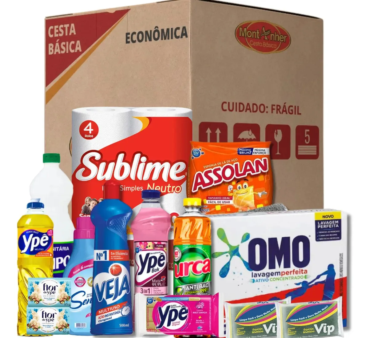 Cesta Basica Econômica Higiene E Limpeza Com Sabão Em Pó Omo