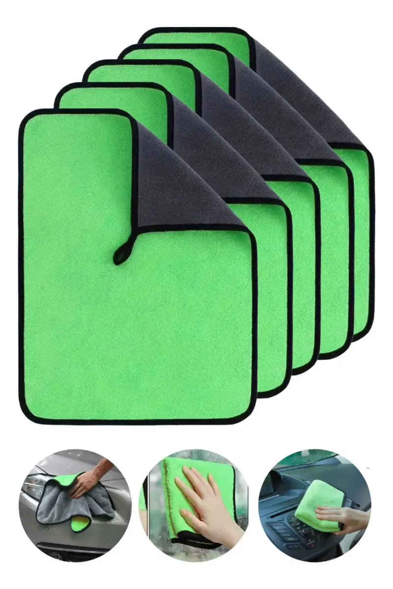 Kit 5 Panos Microfibra 600g Flanela Automotivo Secagem Cor Verde
