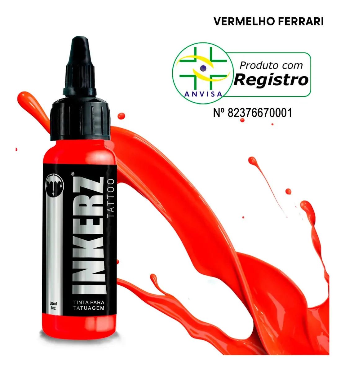 Tinta Para Tatuagem Profissional Inkerz Vermelho Ferrari 30ml