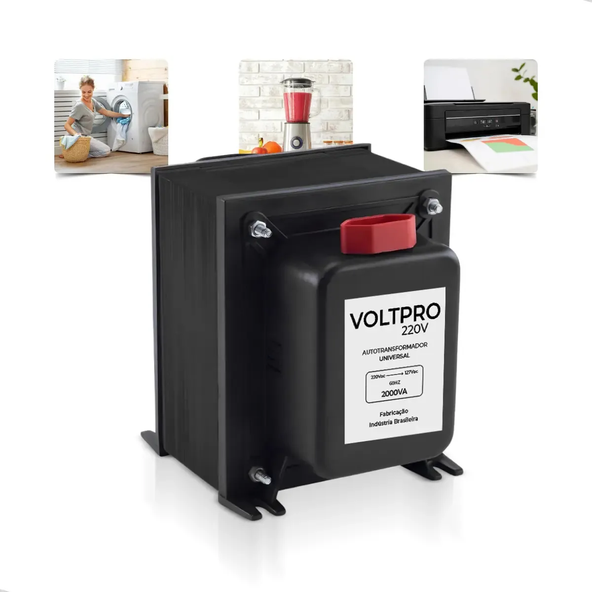 Auto Transformador 2000va Bivolt De 110 Para 220 E 220 Para 110v Conversor De Energia Corrente - Indicado Para Maquina De Lavar Roupas Liquidificador Maquina De Costura E Outros De Até 1300 Watts