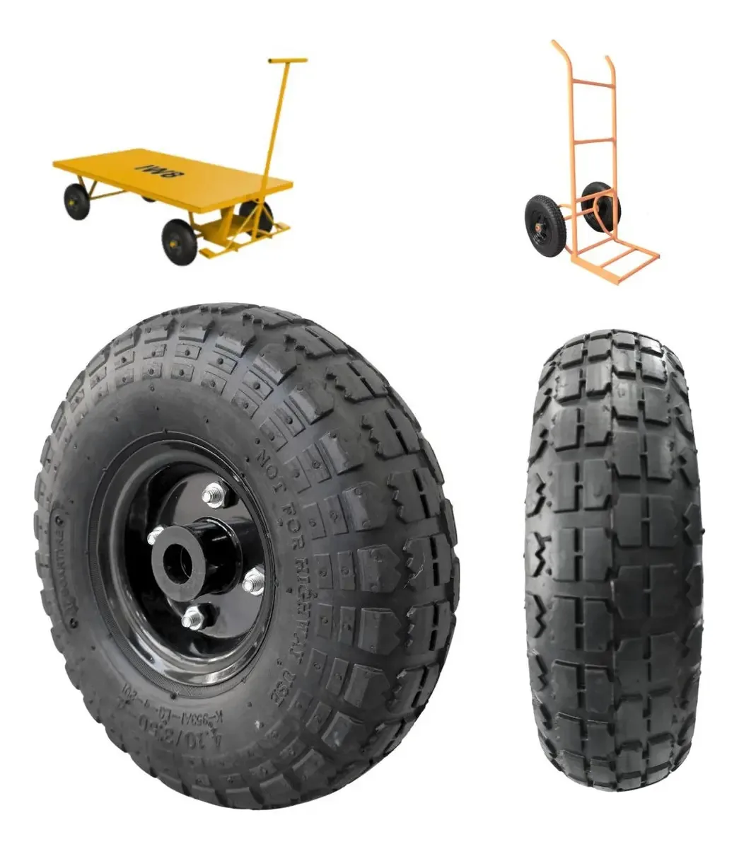 Pneu Completo 4.10/3.50-4 Carrinhos Carga Borrachudo Aro 4