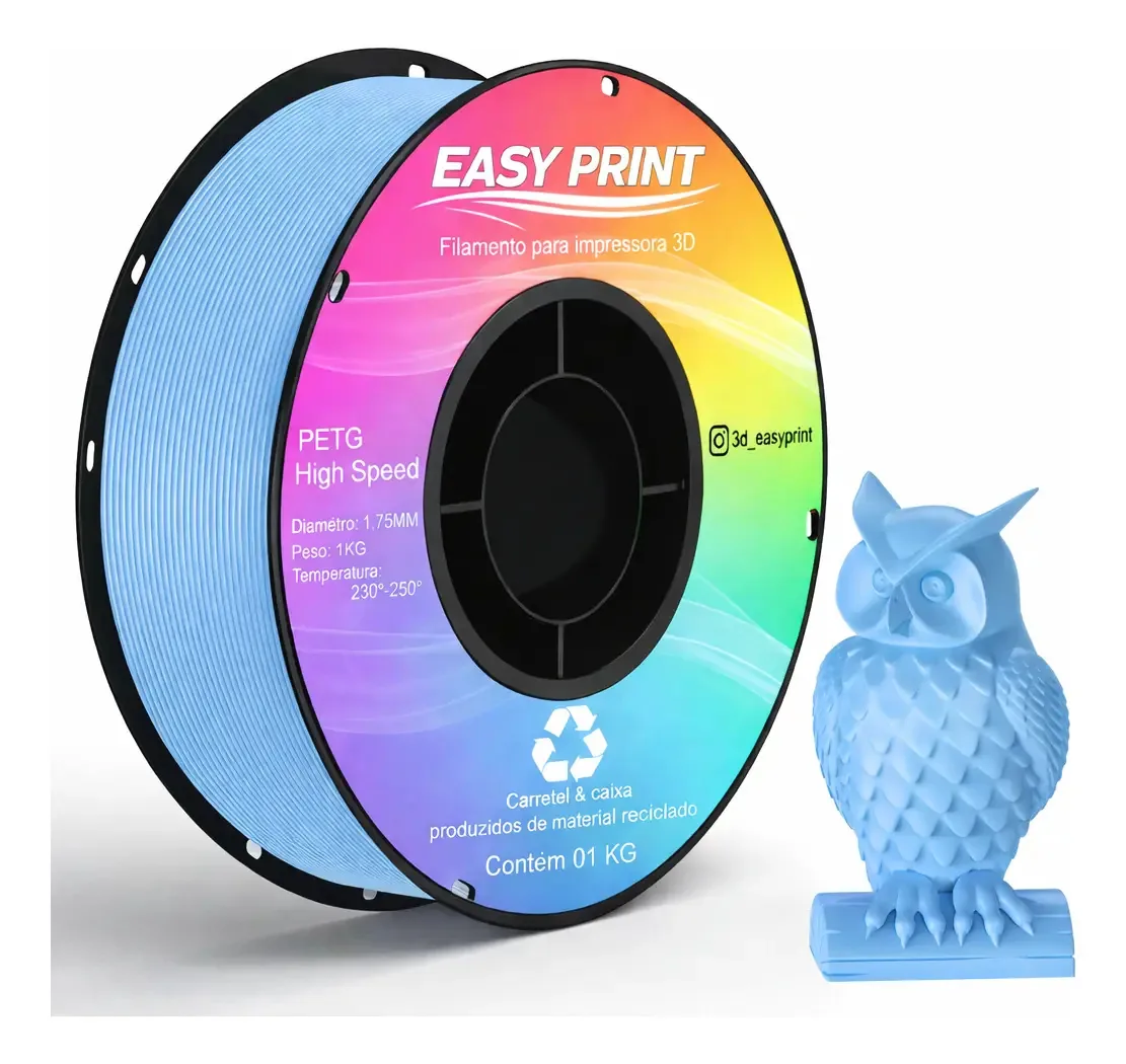 Filamento Petg Impressão 3d Rolo 1kg Easy Print 3d 1,75mm Azul Candy