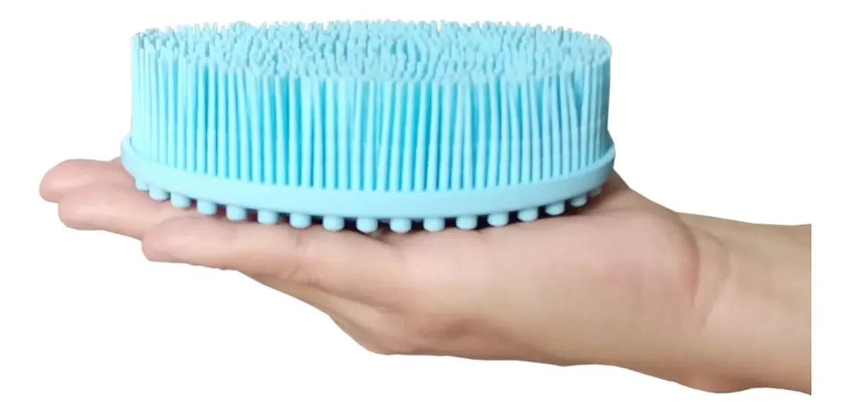 Escova De Silicone Para Banho Cor Azul-celeste