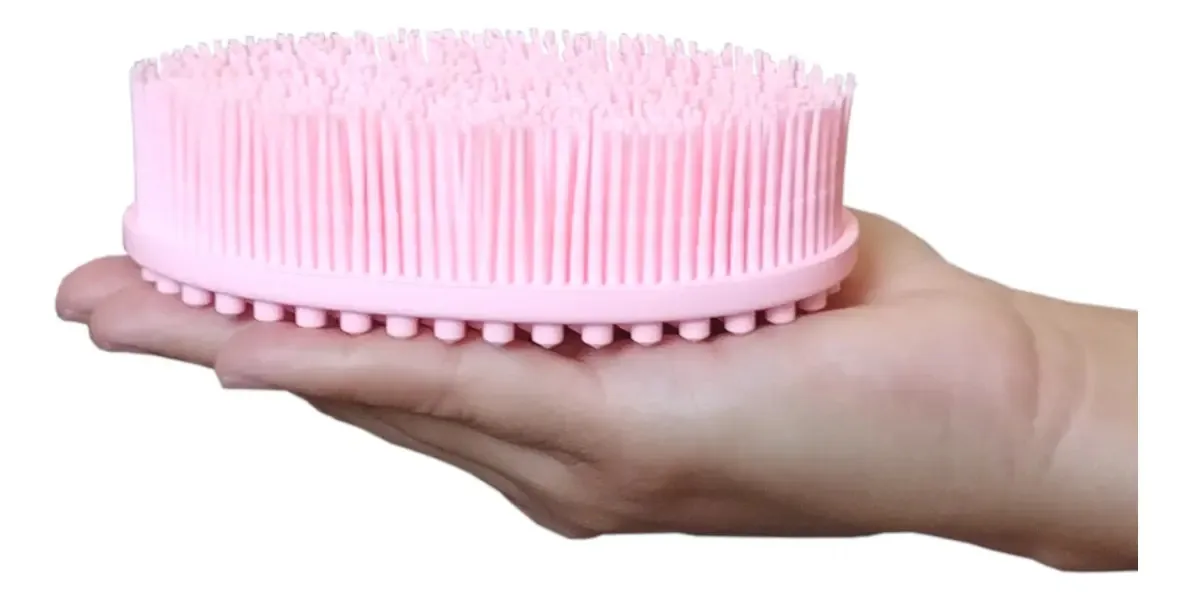 Escova De Silicone Para Banho Cor Rosa