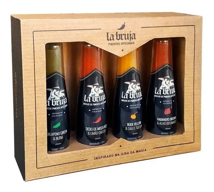 Kit 4 Molhos De Pimenta Artesanal La Bruja Para Presente