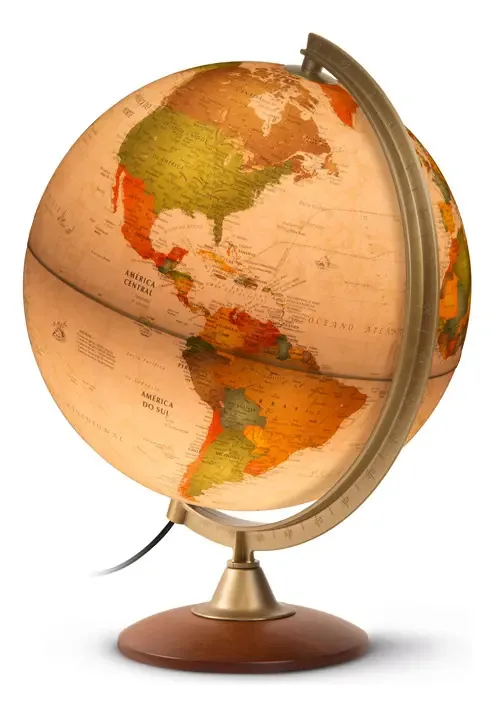 Globo Terrestre Decorativo Tecnodidattica Colombo 30cm Com Luz Base Madeira
