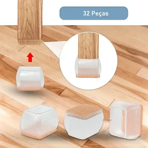 Ponteira Antiderrapante Retangular Silicone Caetano 32 Unidades