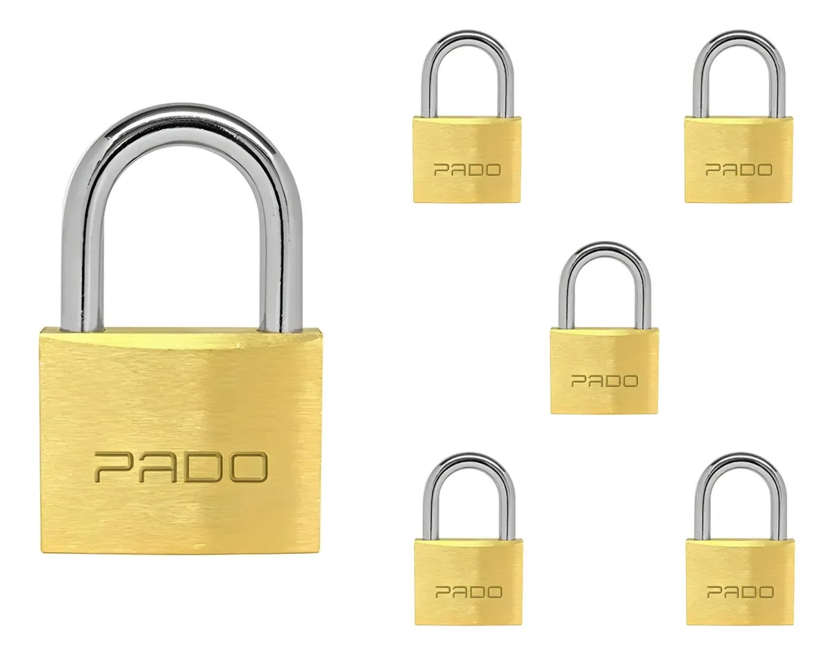Kit 6 Cadeado Pado 30mm Lt Mesmo Segredo Resistente E Chaves Cor Dourado