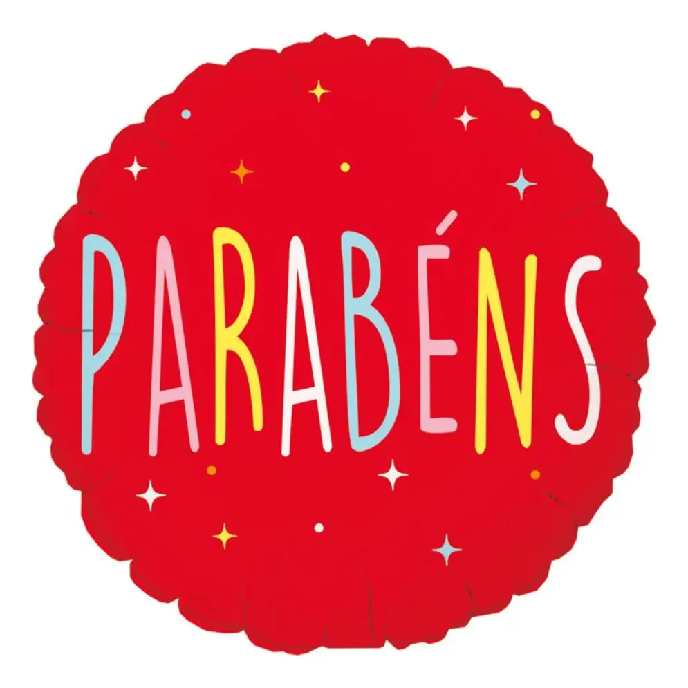 Balao Met Redondo Parabens Vermelho 18