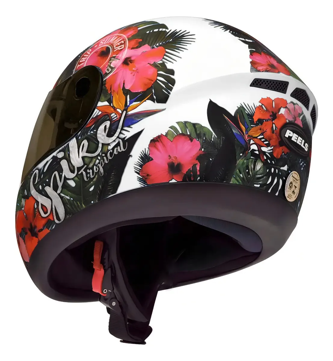 Capacete Fechado Peels Spike Tropical Branco Florido