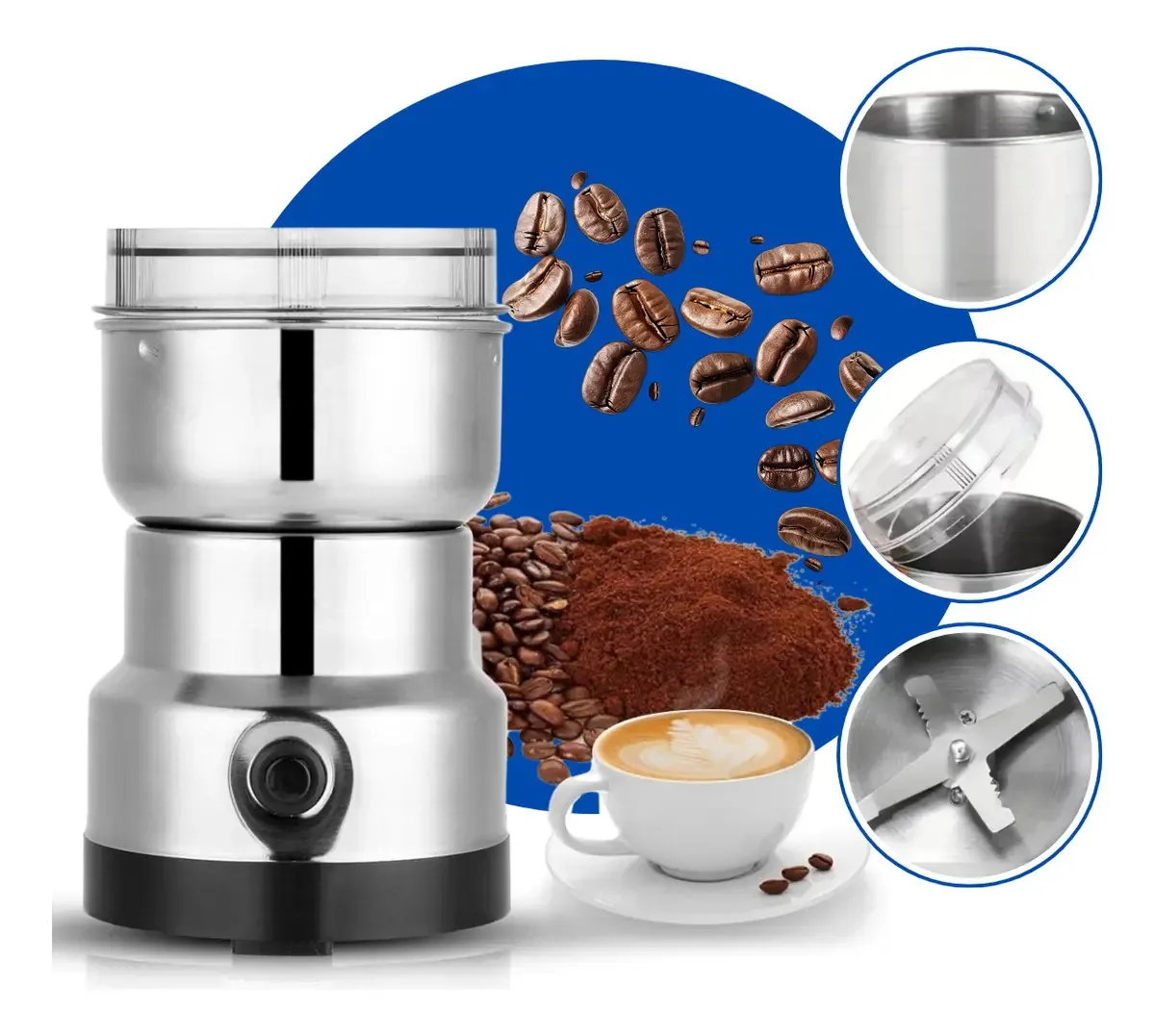 Eps-674 Processador Café Moedor Grãos Elétrico Triturador Inox