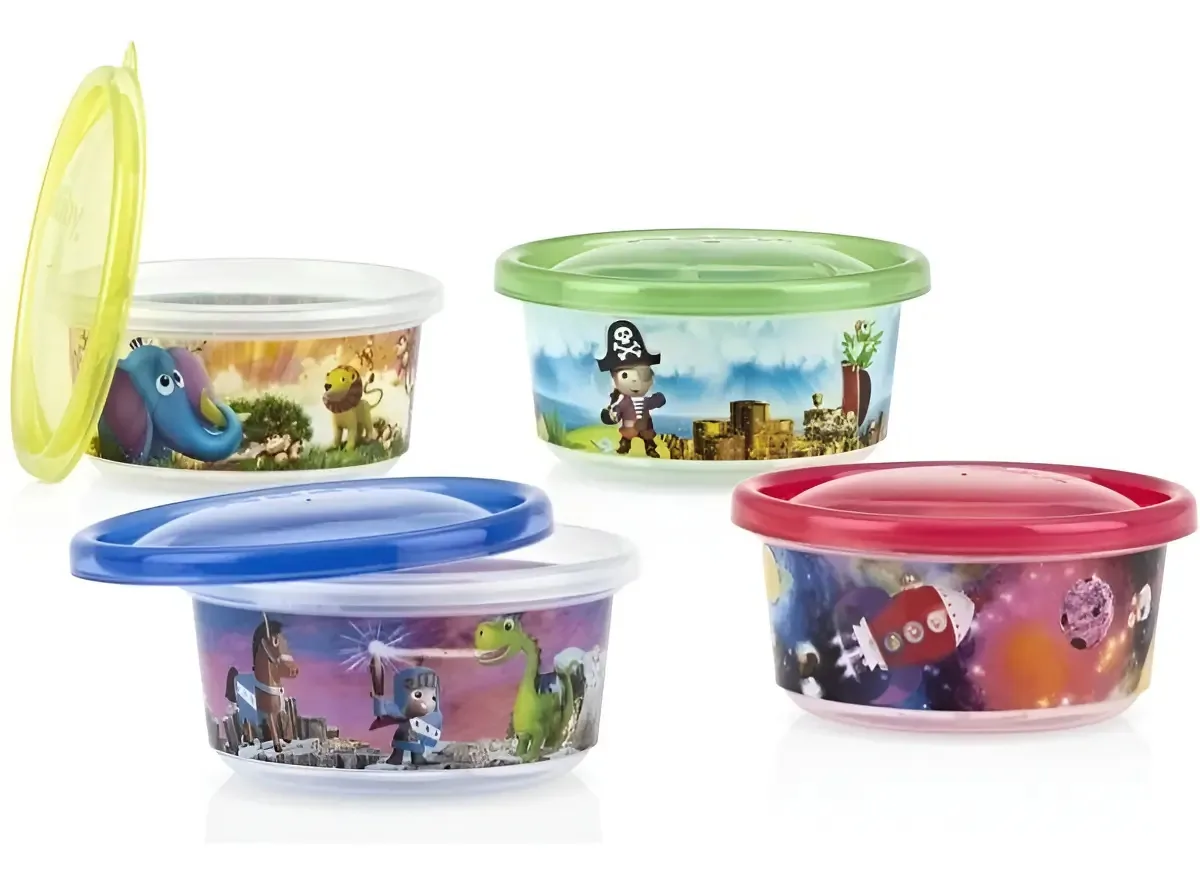 Kit 4 Potes Plástico 300ml Nuby Livres de BPA Azul para Bebês