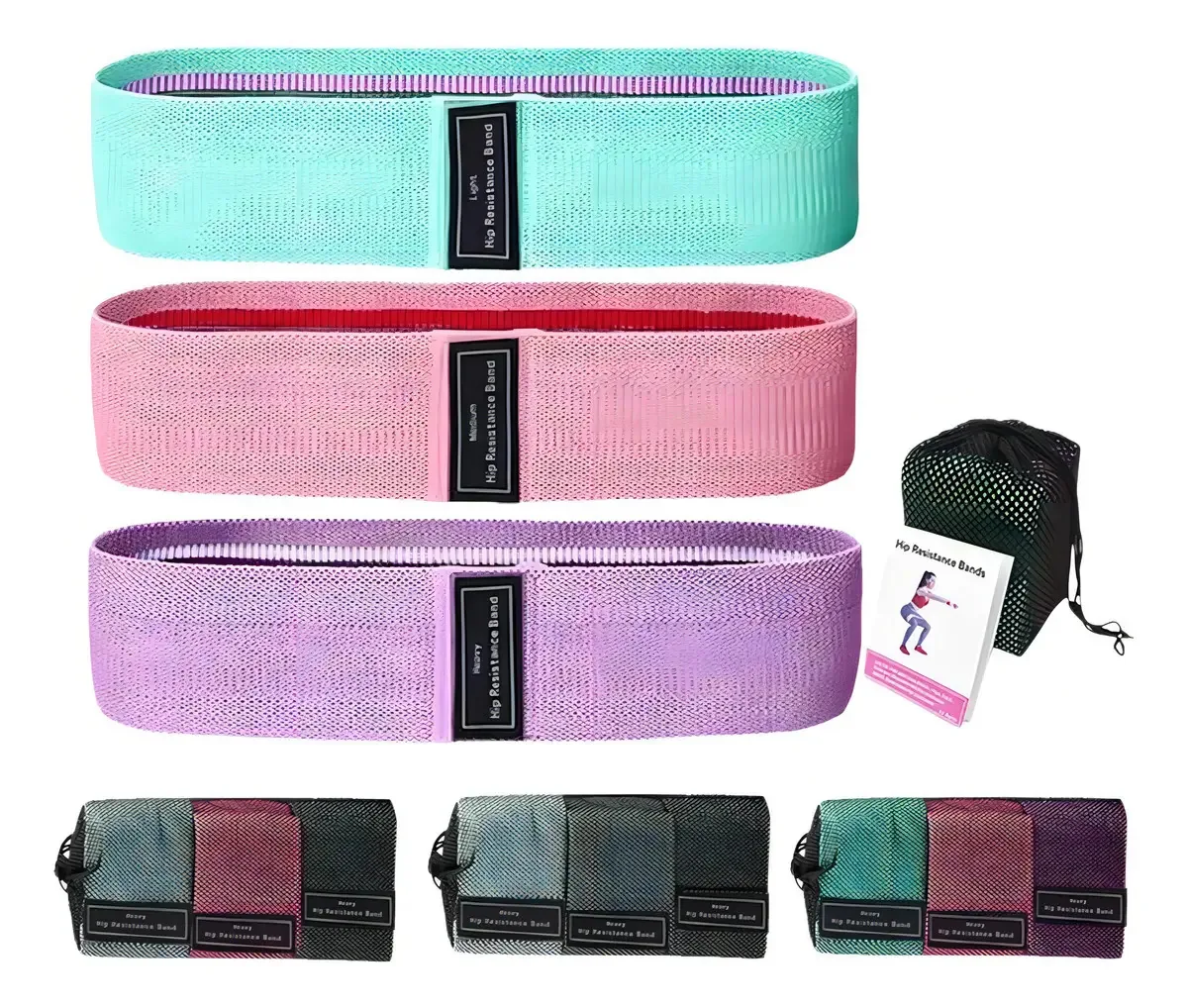 Kit 3 Faixas Elásticas De Exercício Hip Resistance Bands
