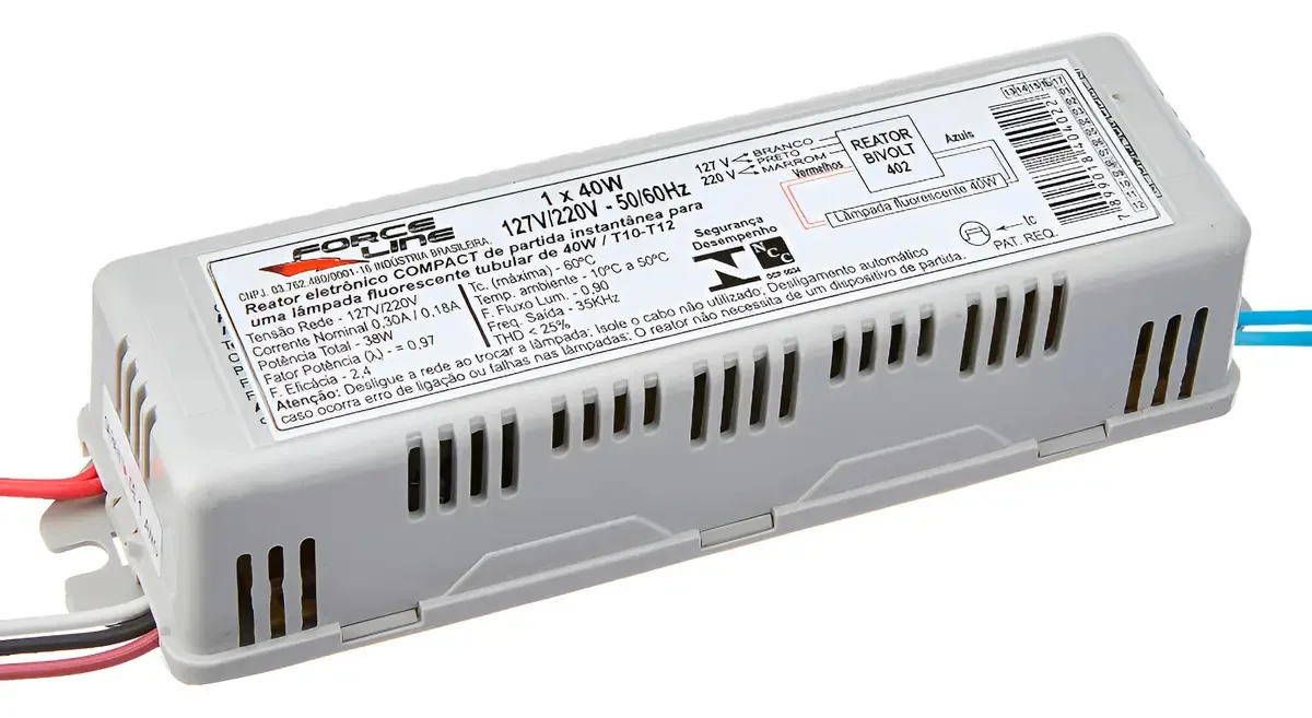 Reator Eletrônico Lâmpada Fluorescente, 1x40w, Force Line