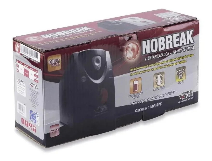 Nobreak Office Security Monovolt 1200va Preto Forceline