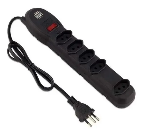 Filtro De Linha 5 Tomada Bivolt Preto Com Usb [ 0060500023
