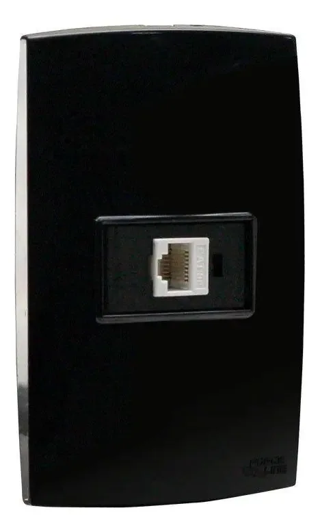 Conjunto Tomada Rede Rj45 Preto Force Line