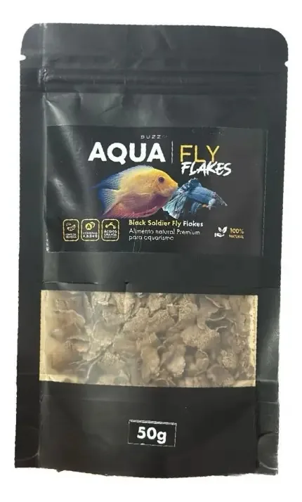 Alimento Natural Bsf Flakes 50g Aqua Fly Ração Peixes