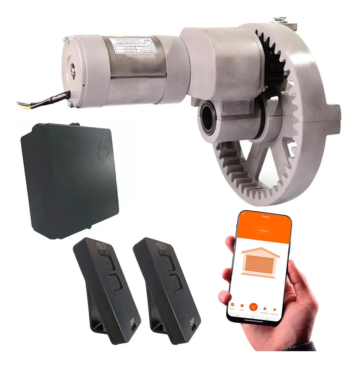 Kit Motor Porta Enrolar Até 16 M² Eixo Vazado Molas App Wifi